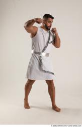 Man Adult Muscular White Fist fight Standing poses Coat